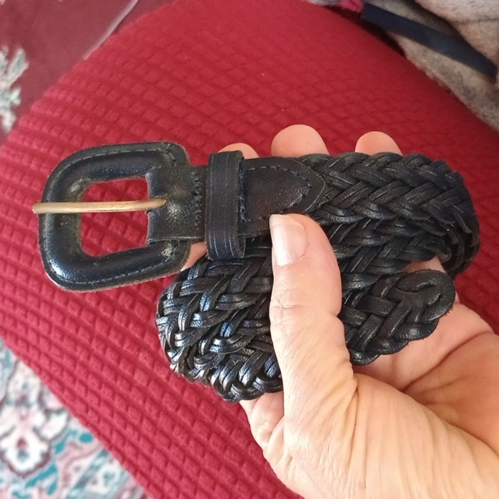Navy leather belt size 34